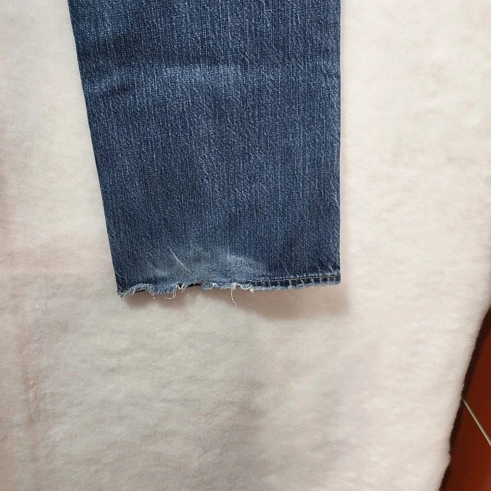 American Eagle Mens Straight Leg Jeans Blue Medium Wash Distressed Denim 31x32